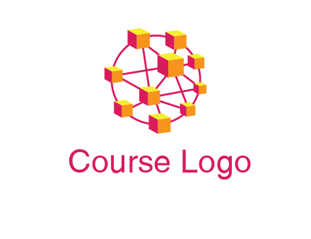 cubes and lines sphere communication logo