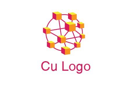 cubes and lines sphere communication logo