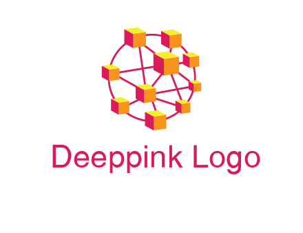 cubes and lines sphere communication logo