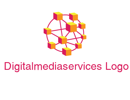 cubes and lines sphere communication logo