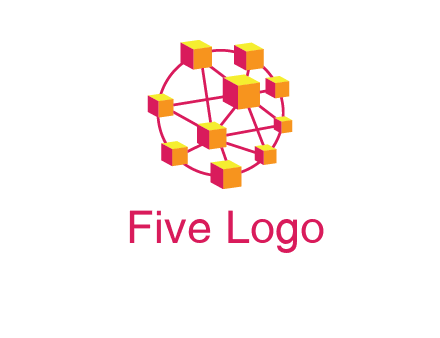 cubes and lines sphere communication logo