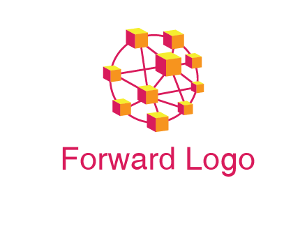 cubes and lines sphere communication logo