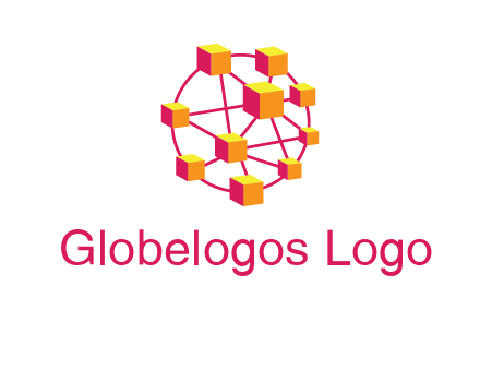 cubes and lines sphere communication logo