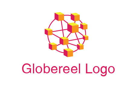 cubes and lines sphere communication logo