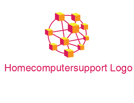 cubes and lines sphere communication logo