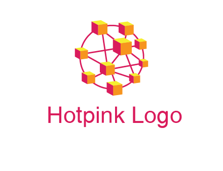 cubes and lines sphere communication logo