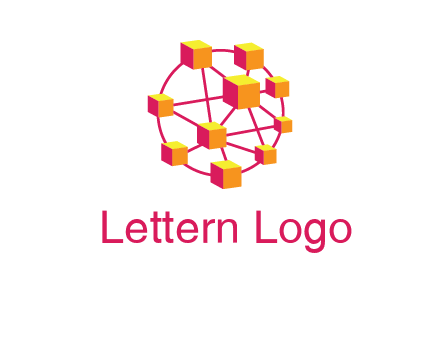 cubes and lines sphere communication logo