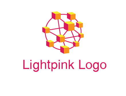 cubes and lines sphere communication logo