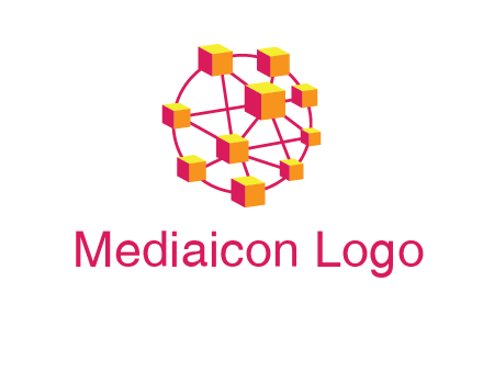 cubes and lines sphere communication logo
