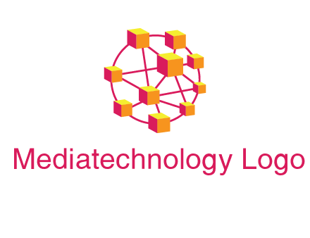 cubes and lines sphere communication logo