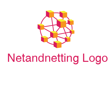 cubes and lines sphere communication logo