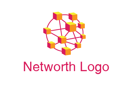 cubes and lines sphere communication logo