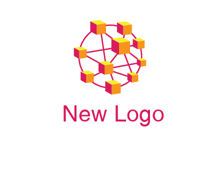 cubes and lines sphere communication logo