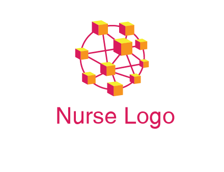 cubes and lines sphere communication logo