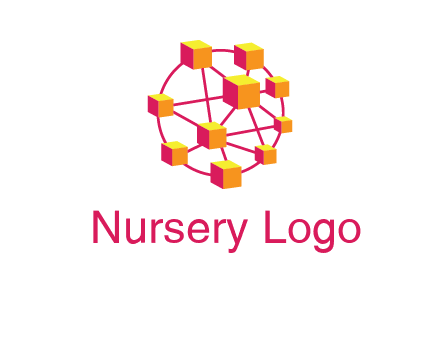 cubes and lines sphere communication logo