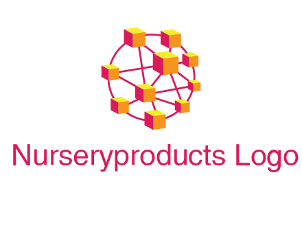 cubes and lines sphere communication logo