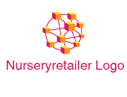 cubes and lines sphere communication logo