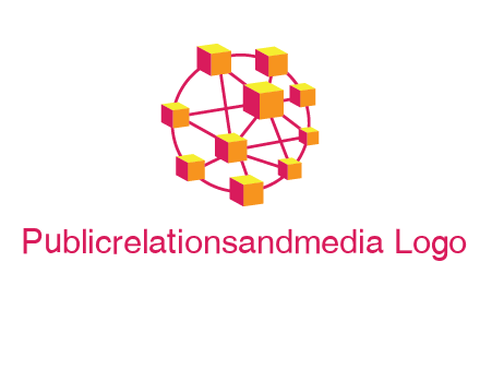 cubes and lines sphere communication logo