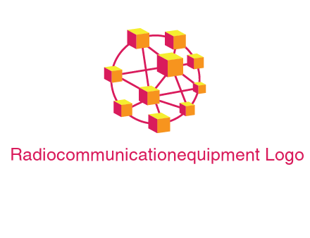 cubes and lines sphere communication logo