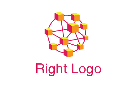cubes and lines sphere communication logo