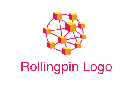 cubes and lines sphere communication logo