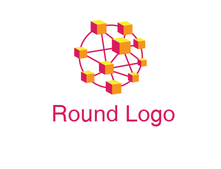 cubes and lines sphere communication logo