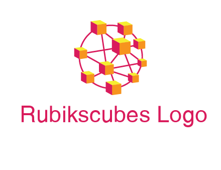 cubes and lines sphere communication logo