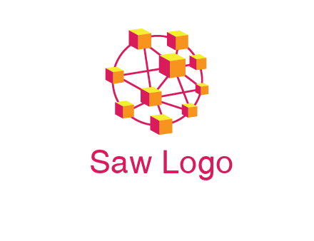 cubes and lines sphere communication logo