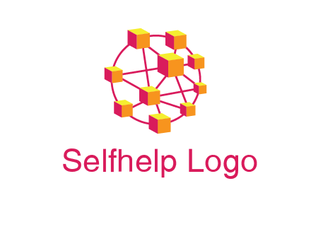 cubes and lines sphere communication logo