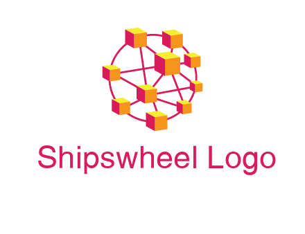 cubes and lines sphere communication logo