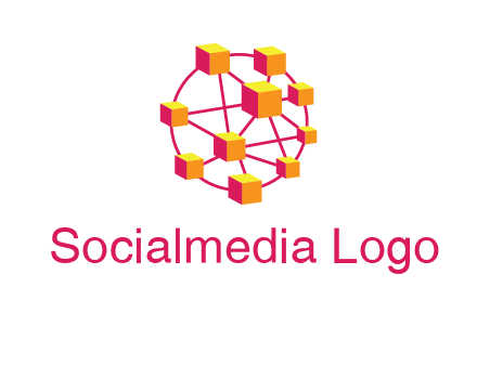 cubes and lines sphere communication logo