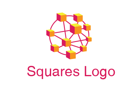 cubes and lines sphere communication logo