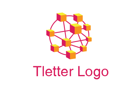 cubes and lines sphere communication logo