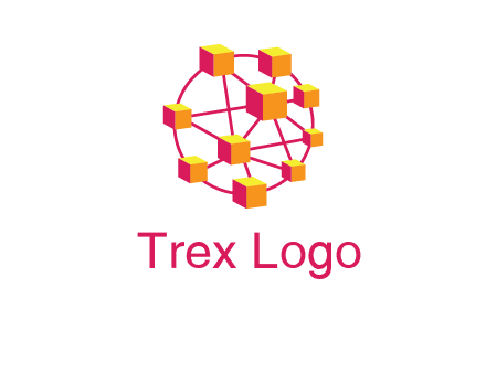 cubes and lines sphere communication logo