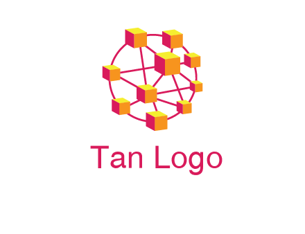 cubes and lines sphere communication logo