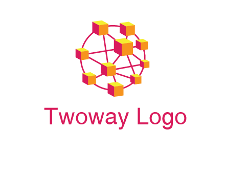cubes and lines sphere communication logo