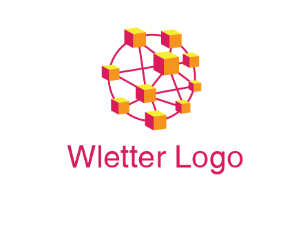 cubes and lines sphere communication logo
