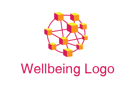 cubes and lines sphere communication logo