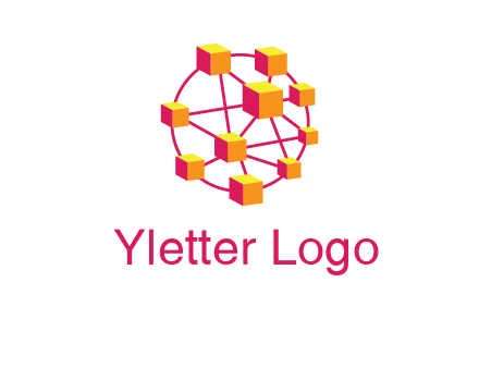 cubes and lines sphere communication logo