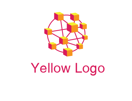 cubes and lines sphere communication logo
