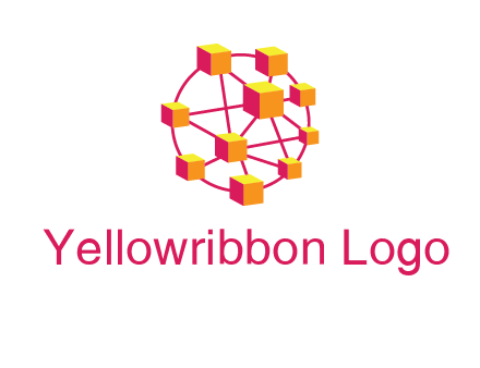 cubes and lines sphere communication logo