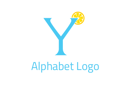 letter Y looking like glass with lemon