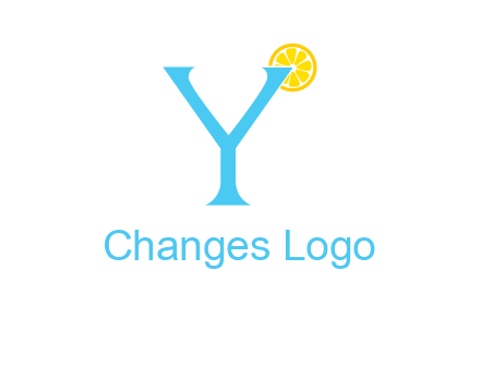 letter Y looking like glass with lemon
