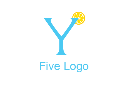 letter Y looking like glass with lemon