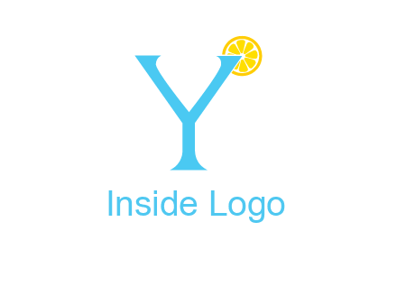 letter Y looking like glass with lemon