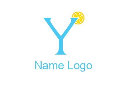 letter Y looking like glass with lemon