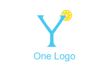 letter Y looking like glass with lemon