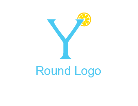letter Y looking like glass with lemon