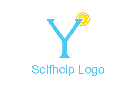 letter Y looking like glass with lemon