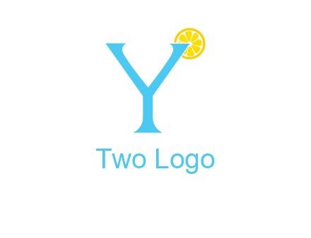letter Y looking like glass with lemon